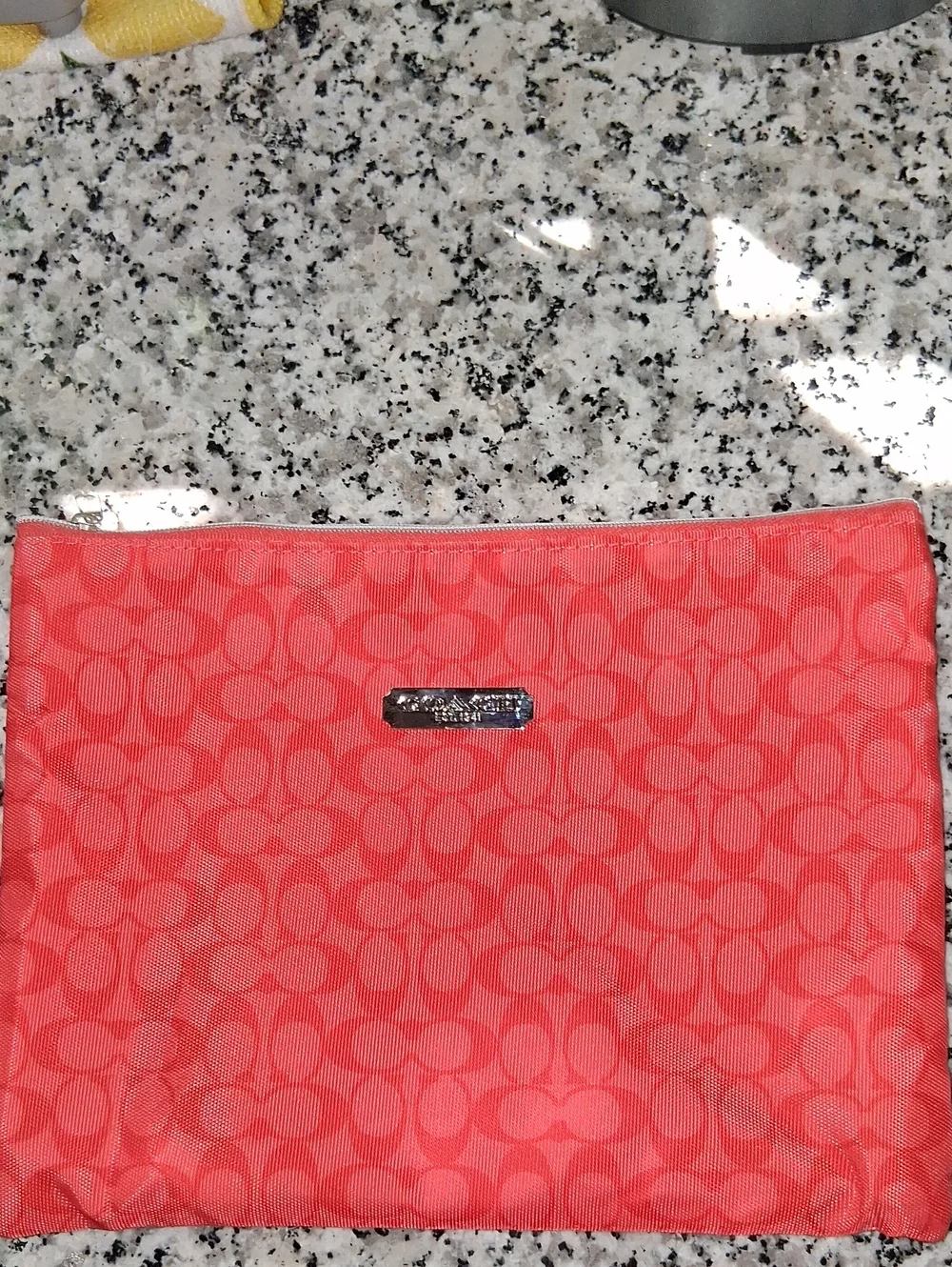 Coach Coral Logo Zip Pouch NWOT